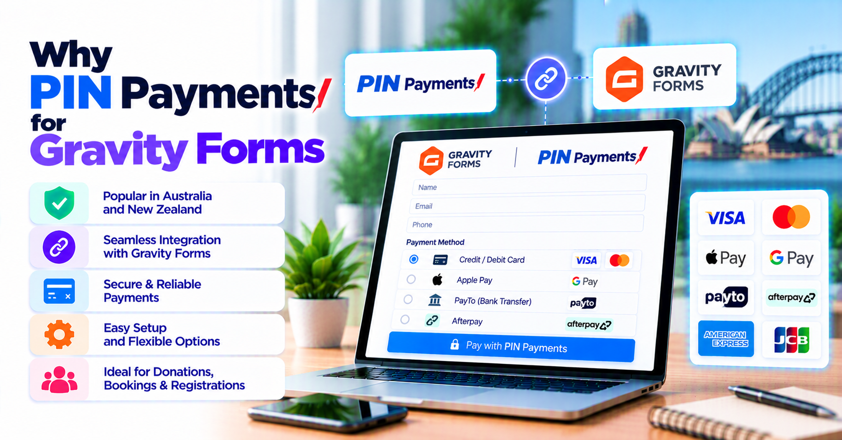 Why buy Pin Payments for Gravity Forms (AU/NZ merchants) — WooCommerce payment infographic
