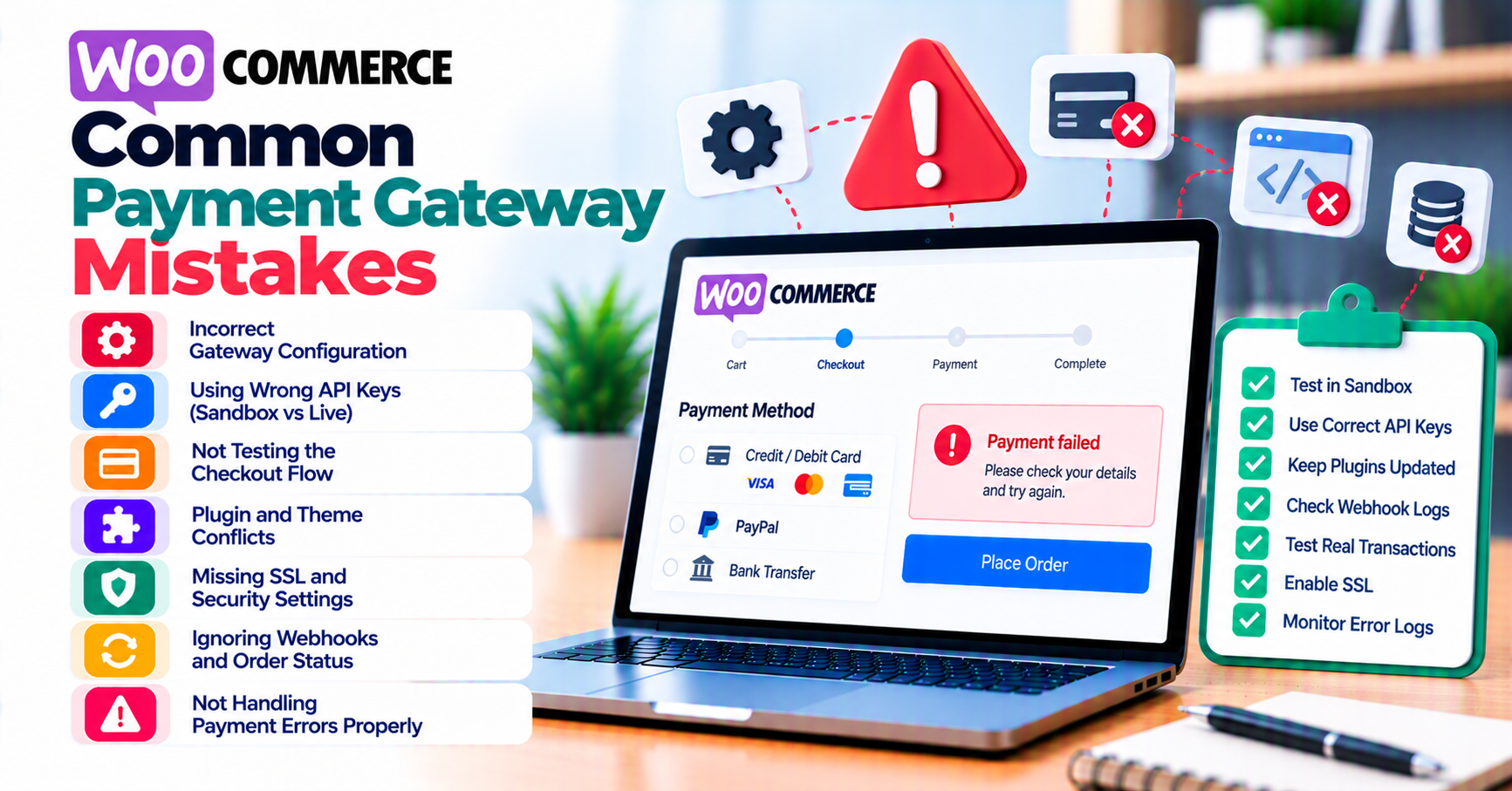 10 common WooCommerce payment gateway mistakes merchants make — WooCommerce payment infographic
