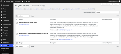 WooCommerce HitPay Payment Gateway activated on the Plugins screen