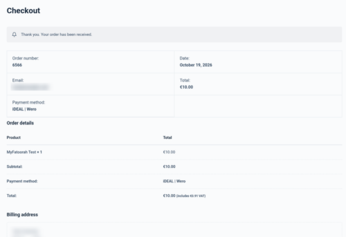 WooCommerce order received page after a MultiSafepay payment WooCommerce order received page after a MultiSafepay payment