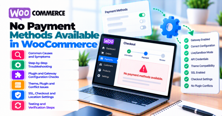 WooCommerce payment-method diagnostic from enabled settings through shopper eligibility, checkout rendering, and logs.