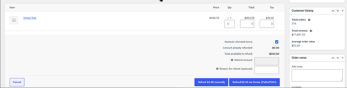 Refund via Omise button on the WooCommerce order screen