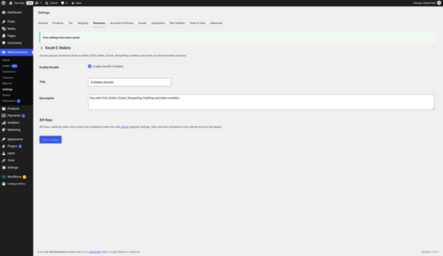 Xendit E Wallets gateway settings in WooCommerce