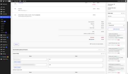 Partial refund through Xendit from the WooCommerce order screen