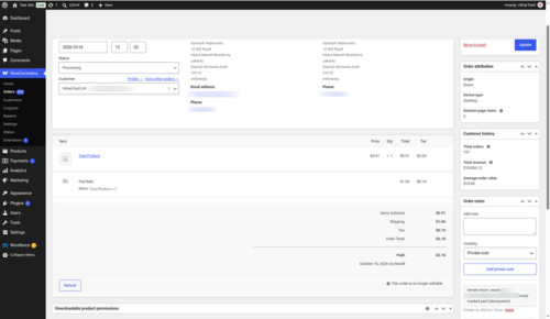 WooCommerce order showing the Xendit transaction ID