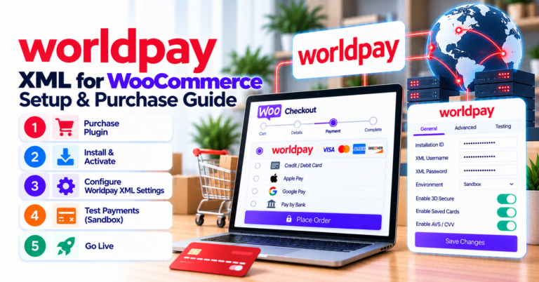Worldpay XML Direct WooCommerce setup and purchase guide: checklist before you buy — WooCommerce payment infographic
