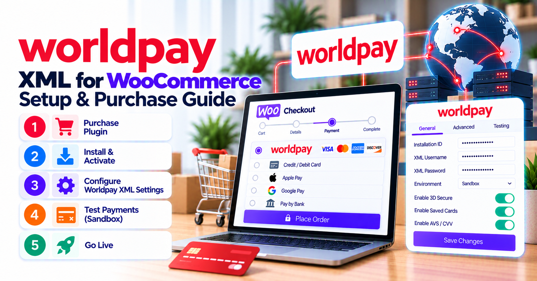 Worldpay XML Direct WooCommerce setup and purchase guide: checklist before you buy — WooCommerce payment infographic