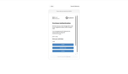 Xendit 3 D Secure card authentication step