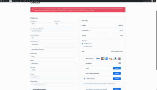 Friendly checkout message when a Xendit payment channel is not activated