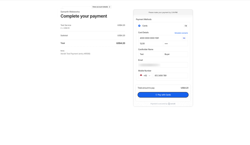 Xendit hosted payment page for a Gravity Forms payment Xendit hosted payment page for a Gravity Forms payment