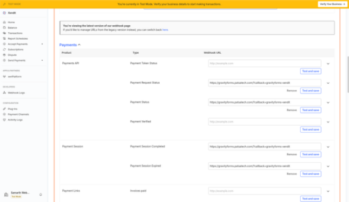Xendit webhook settings with the Gravity Forms webhook URL Xendit webhook settings with the Gravity Forms webhook URL