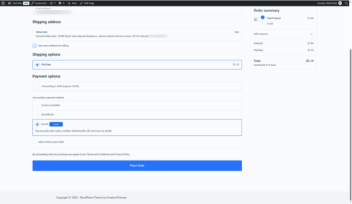 WooCommerce Blocks checkout with Xendit selected as the payment method